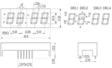 0.4 Inch four Digits 7 segment Display clock